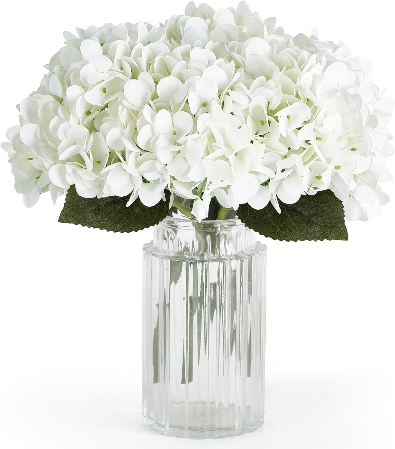 Fake white hydrangea flowers 6 pack